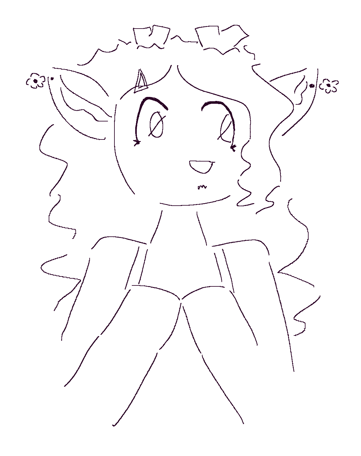 nervous looking deer girl facing viewer